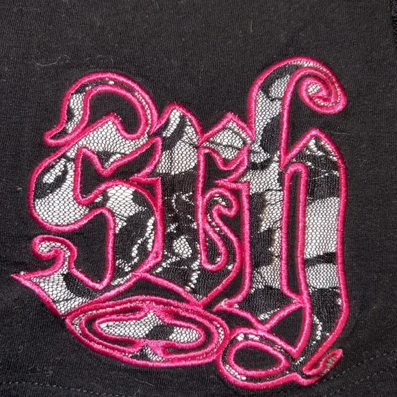 Supporting Radical Habits Black 🖤 Pink 💗 Camisole Halter Top Lace Back Med - Picture 8 of 9